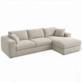 3-zits hoekbank met chaise longue rechts 260 x 160 x 85 cm in crèmekleurige bouclé