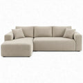 Beige hoekbank met chaise longue links, 260 x 160 x 85 cm