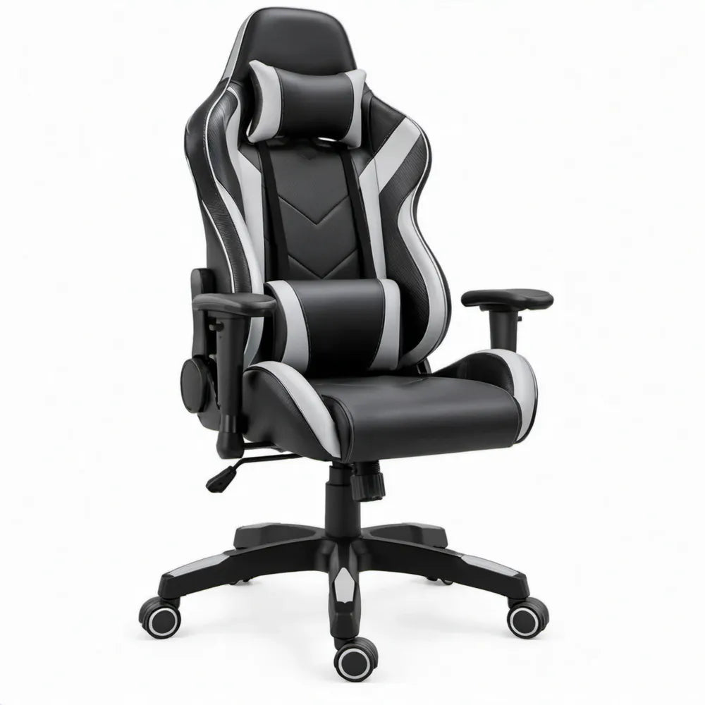 Verstelbare gamingstoel van PU-kunstleer zwart/grijs 66 x 70 x 125-135 cm