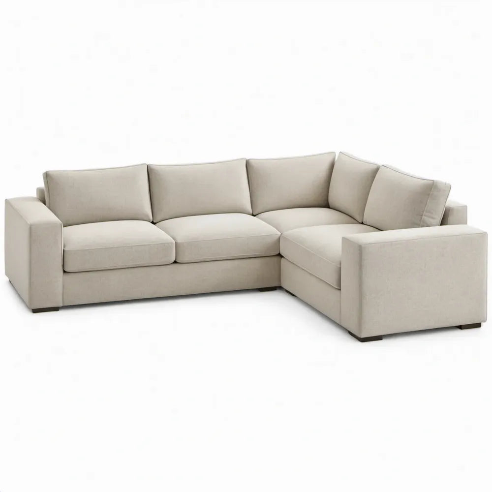 Rechter hoekbank met chaise longue 280 x 170 x 85 cm lichtbeige polyester