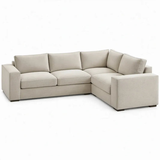 Rechter hoekbank met chaise longue 280 x 170 x 85 cm lichtbeige polyester