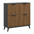 Moderne kast met 4 deuren, walnootbruin/zwart, 90 x 40 x 120 cm