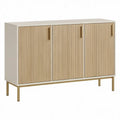Beige dressoir met 3 geribbelde deuren, 120 x 40 x 80 cm