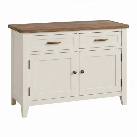 Dressoirkast met 2 deuren en 2 laden, 100 x 40 x 85 cm, wit/bruin