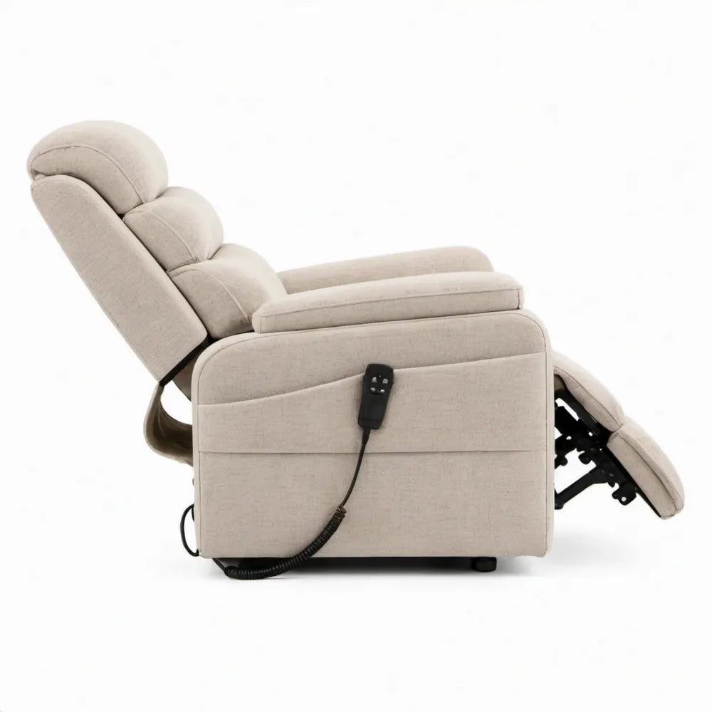 Elektrische relaxfauteuil met verstelbare rugleuning en voetensteun, beige, 90 x 95 x 105 cm