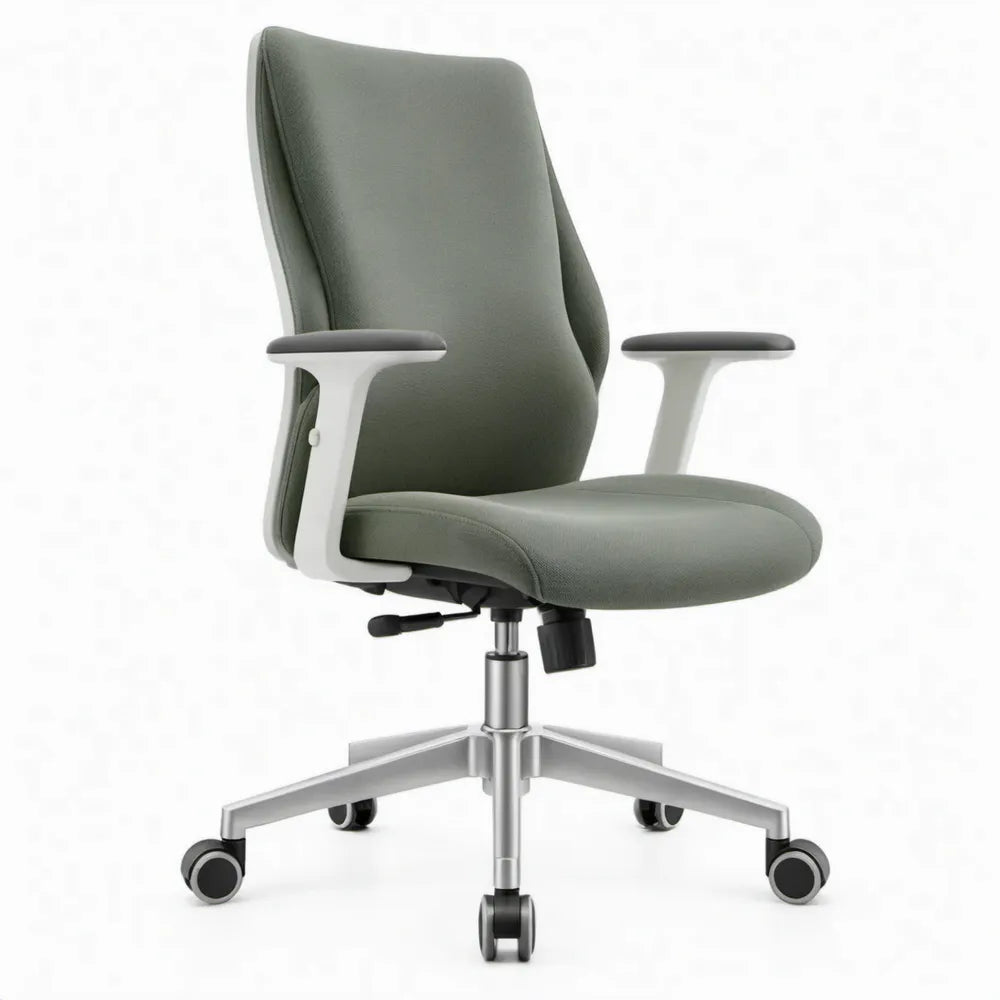 Ergonomische bureaustoel met hoge rugleuning, grijsgroen/wit, 66 x 66 x 113-123 cm