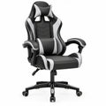 Ergonomische gamingstoel van PU-kunstleer, zwart/wit, 65 x 65 x 118-128 cm