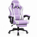 Ergonomische gamingstoel met voetsteun, paars/wit/zwart, 68 x 68 x 123-133 cm