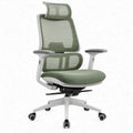 Ergonomische bureaustoel met hoofdsteun, groen/wit/zwart, 65 x 65 x 118-128 cm