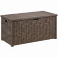 Bruine buitenopbergbox van PP-kunststof met rotanlook 120 x 56 x 60 cm